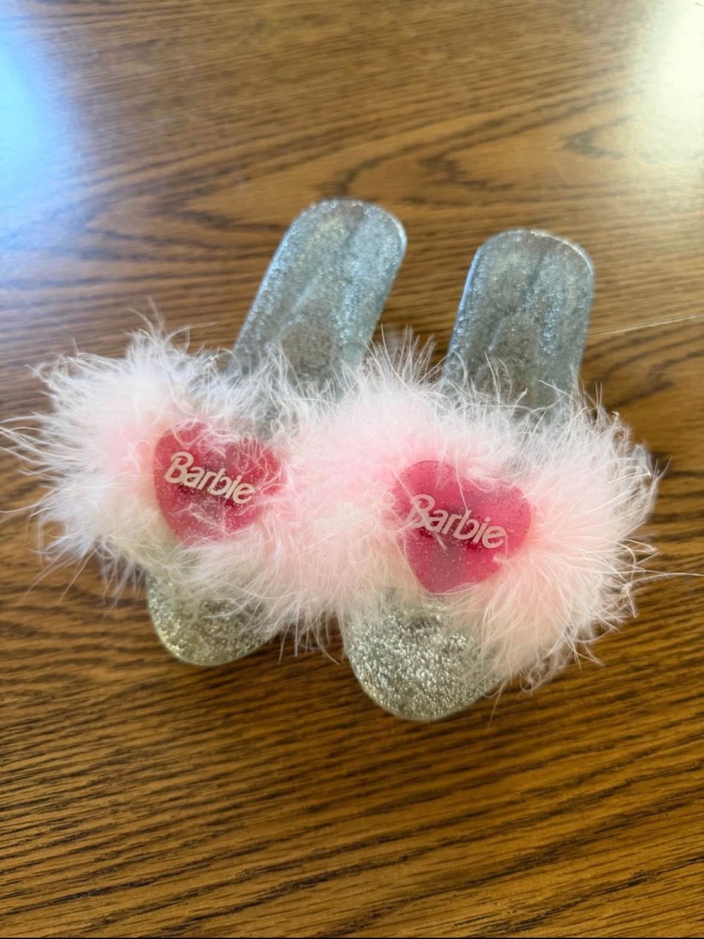 Barbie Kids Pink Heart Fuzzy Glitter Dress-Up Kitten Heels